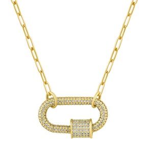 Electric picks pave lock necklace